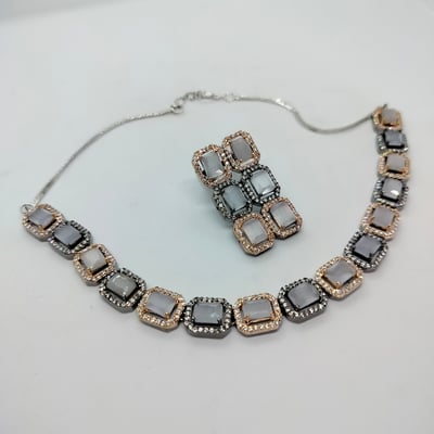 Jewelry set black stone necklace earring set,