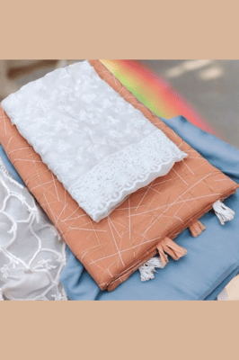 Printed Georgette Chiffon Saree With Chikankari Blouse Piece (Peach)