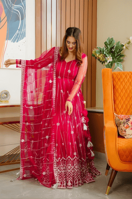 Chikankari Pink Lehenga 