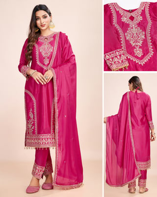 Embroidered Heavy Chinon Pakistani Silk kurti Set