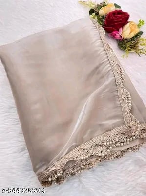 Women's Trending Party Wear, Wedding Wear Two-tone Jimmy chu Bollywood Saree With Fancy Lace Border