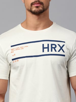 HRX by Hrithik Roshan Men Off-White Printed T-shirt