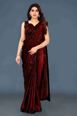 Self Design Partywear Lace Border Lycra Blend Saree