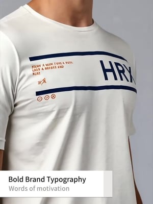 HRX by Hrithik Roshan Men Off-White Printed T-shirt