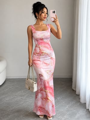SANEPI Women Bodycon Pink Maxi/Full Length Dress