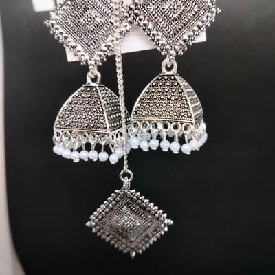 Silver Plated Oxidised Jhumka