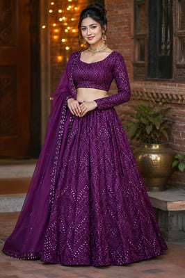 Embroidered Semi Stitched Lehenga for Women