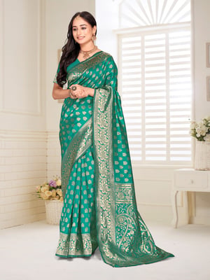 Light Green Traditional Motif Ethnic Wear Banarasi Soft Silk