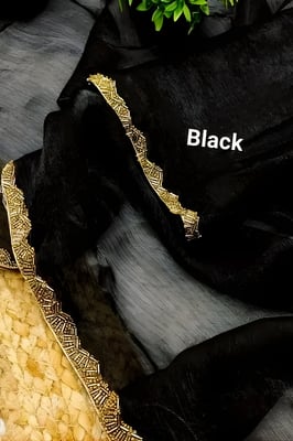 Self Design, Embroidered blackGeorgette Saree 