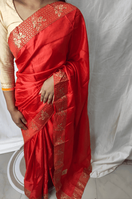  Buy ethnic embroidery garment is a red silk saree 