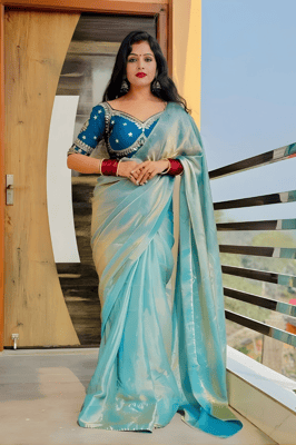 buy latest pure Silk Saree with matching blouse 