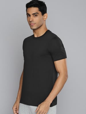 HRX Men Black Bio Wash Brand Carrier T-shirt