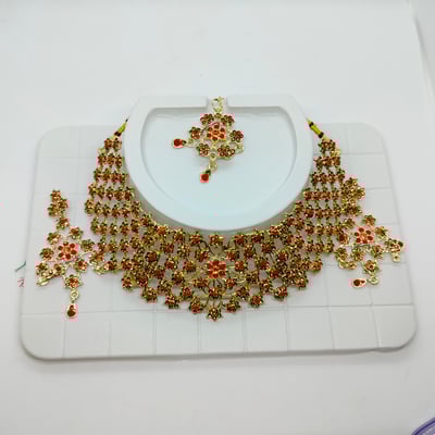 Red Stone Jewellery Set For Women