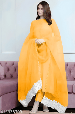 Stylish|Elegent Kurta Pant Set|TR_Yammi orange 