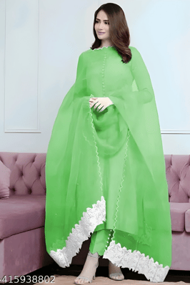 Stylish|Elegent Kurta Pant Set|TR_Yammi green 