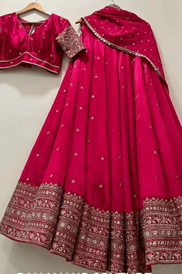 Fancy Work Pink Lehenga Choli For Women