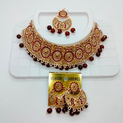 Gold Plated stone set Jewellery Necklace Set