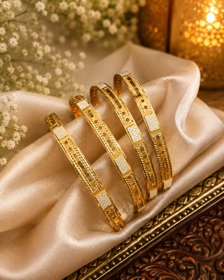 Intricate Cutwork Two Tone Bangles for Women 