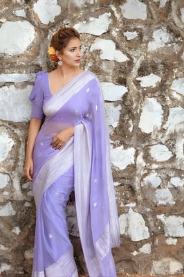 Lavender Purple Silk Woven Zari Light Weight Saree