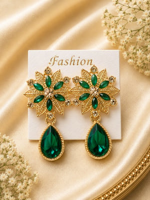 Trendy Gold-Toned Multi-Layered Sunflower Stud Earrings