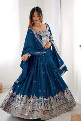 Georgette lehenga choli embroidery