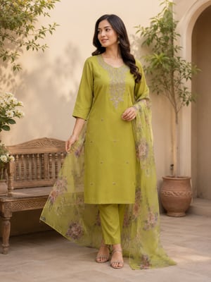 Stylish Fancy Kurta Pant Dupatta Set for Women
