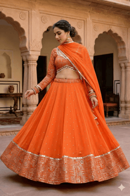 Fancy Embroidered Silk Lehenga Choli Dupatta 