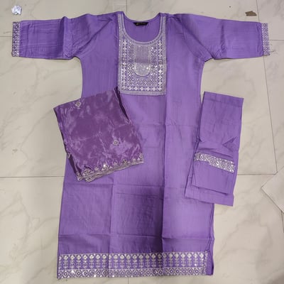 Purple Stylish Cotton Blend Kurta Set