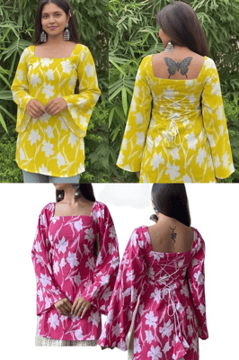 Women and Girls Printed Kurti Pack of 2