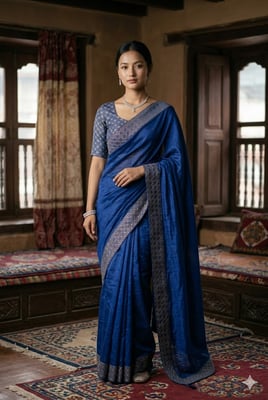 Blue Cotton Silk Saree