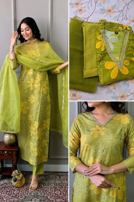 Parrot Green Premium Kurta Set for women 