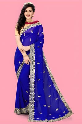 Self Design, Embroidered cut work Georgette Saree 