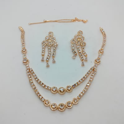 gold-tone rhinestone necklace earring set