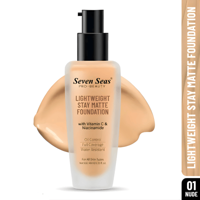 Lightweight Stay Matte Foundation With Vitamin C & Niacinamide Water Resistant Oil Control Full Coverage Foundation(Natural,40 ML)